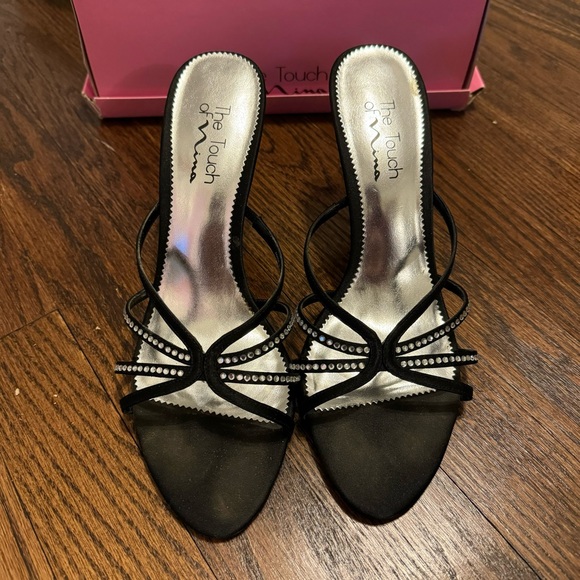 Talons Femme Nina Noirs – Taille 9.5M, Strass, Talon Moyen – Occasion
